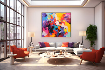 A Contemporary Living Room with a Statement-Making Art Piece