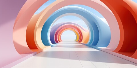 Abstract architecture with rainbow arch