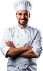 Proud Chef or cook with his arms crossed. Concept of cooking, dining and restaurants. isolated on a transparent background.