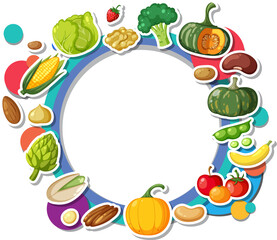 Fruit and Vegetable Border Banner with Circle Frame