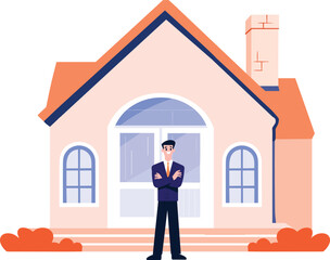 Hand Drawn Real estate agent character in flat style