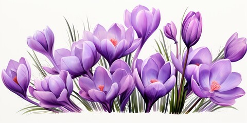 Gorgeous purple crocus stands out on a transparent background