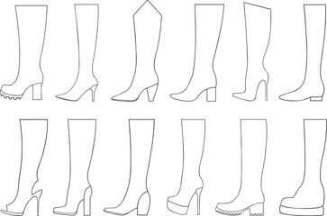 Illustration of different boots isolated on white