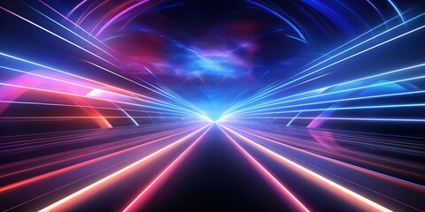Fototapeta na wymiar Neon lights speed tunnel background