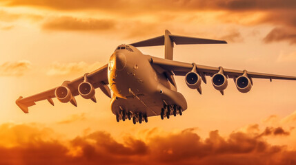 a Huge logistic cargo military plane. Special operations in support of the Air Force in war zones. - obrazy, fototapety, plakaty