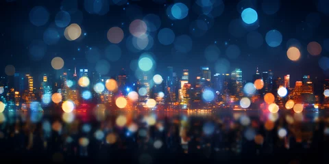 Foto op Canvas Abstract Urban Glow City Lights Blur and Blinking Background Abstract bokeh blur background light for romantic moment Colorful defocused bokeh lights in blur night background. AI Generative © hamzarao
