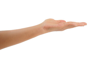 Fototapeta premium hand holding to someone isolated on white background with clipping path.