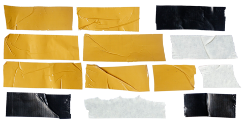 strips of ripped brown textured adhesive kraft paper, masking tape, attach something or use as labels