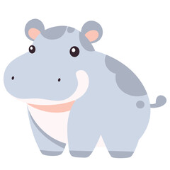Flat vector illustration. Safari animals. Cute hippo on white background . Vector illustration