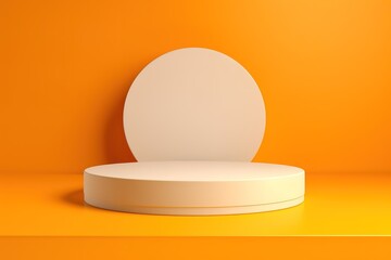 abstract minimal yellow scene with geometric shapes. product presentations, mockups, cosmetic product display shows, podiums, stage mats or platforms. generative AI