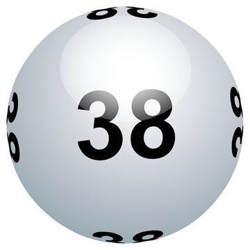 Boule de loto blanche n&deg; 38 en PNG