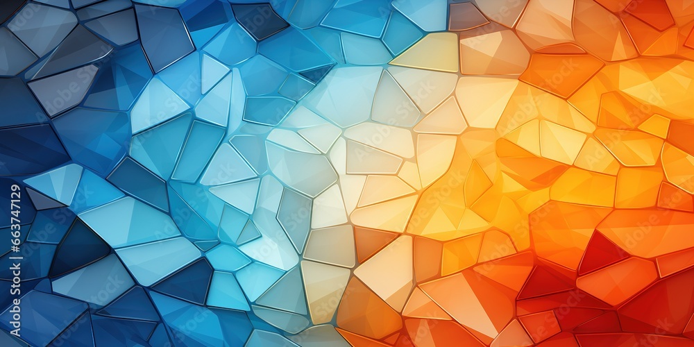 Fototapete an abstract background featuring an orange and blue background, in the style of mosaic - like forms