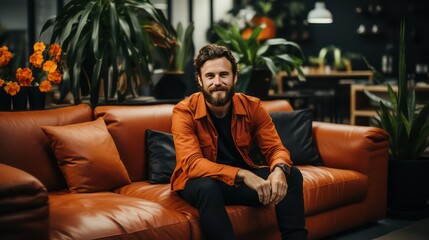 Obraz premium portrait of a man sitting on the sofa