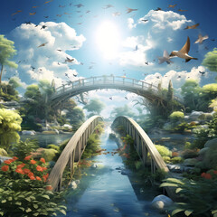 wallpaper view of bridge with blue sky