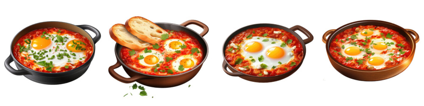 Shakshuka Clipart Collection, Vector, Icons Isolated On Transparent Background