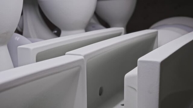 Plant for the production of ceramic sanitary ware. The line is not an enterprise where enamel is baked on sinks and toilets.