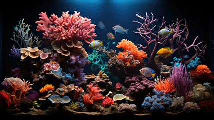Obraz na płótnie Canvas Generative ai illustration of Reef tank marine aquarium