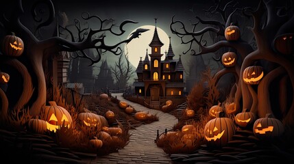 Fototapeta na wymiar Halloween background with a scary scene
