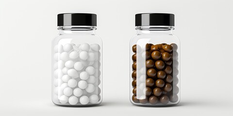 White pill bottle isolated on transparent or white background. mockup - obrazy, fototapety, plakaty