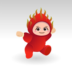 Vector Dragon fruit kawaii cartoon character vector funny Dragon fruit kawaii illustration