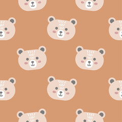 Vector seamless childish pattern of a cartoon cute bear.