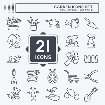 Icon Set Garden. suitable for Garden symbol. line style. simple design editable. design template vector. simple illustration