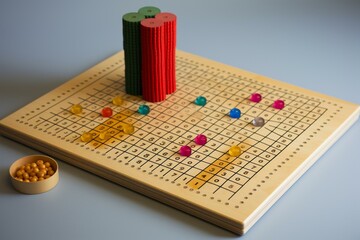 A versatile board for multiplications in Montessori schools. Generative AI