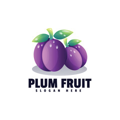 Plum fruit colorful logo design 