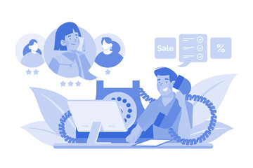 Salesperson calling by telephone to a potential customer