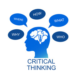 Critical Thinking concept. Profile of the head