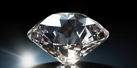 A beautiful and charming diamond photographed at close range against a black background. generative AI