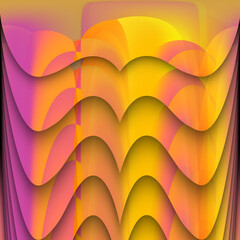 wavy shaped pattern and art-deco style with drop shadows patterns bright vivid yellow and red creative textured purple