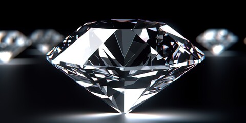 A beautiful and charming diamond photographed at close range against a black background. generative AI