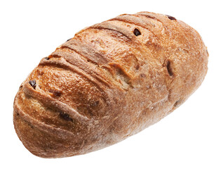 Wholemeal cranberry bread isolated on white