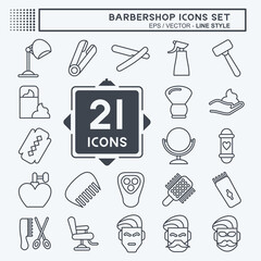 Icon Set Barbershop. suitable for education symbol. line style. simple design editable. design template vector. simple illustration