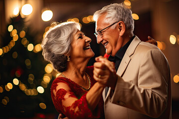 Senior couple dancing on New Year's Eve