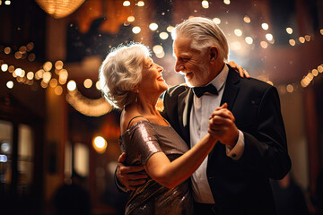 Senior couple dancing on New Year's Eve