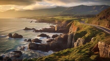 Fototapeta na wymiar Beautiful scenery in New Zealand, AI generative