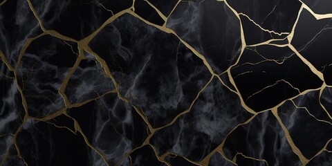black marble with gold veined pattern. Generative AI