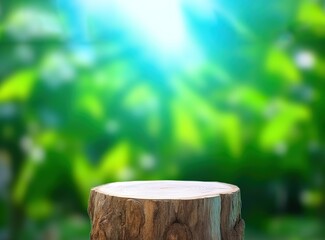 
wooden planks with blurred foliage background. product presentations, mockups, cosmetic product display shows, podiums, stage mats or platforms. Generative AI