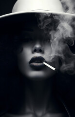 Obraz premium Woman female portrait smoke face beauty cigarette