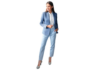 Business lady with positive look and cheerful smile posing for the camera on a transparent background