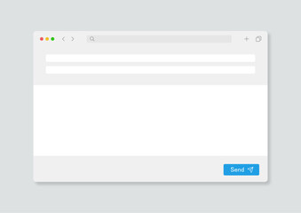 Blank Email window mockup. New e-mail compose draft. UI browser template light modern design similar to gmail.
