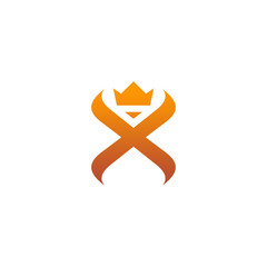 Letter X Crown Logo Design. Initial X Vector Illustration
