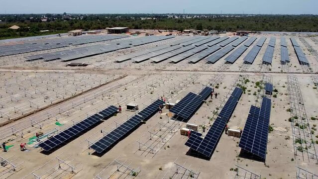 Progress comes with photovoltaic power plant with bifacial solar panels under construction in Jambur, Gambia