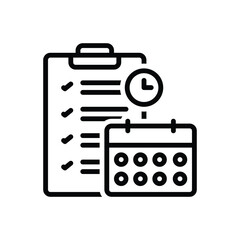 Black line icon for planning 
