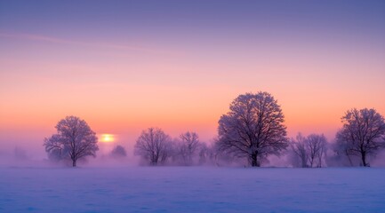 Winter Landscape at Dusk or Dawn