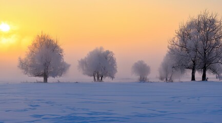 Winter Landscape at Dusk or Dawn
