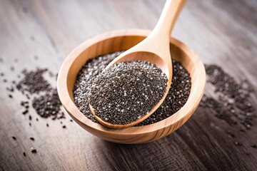 a pile of chia seeds on a spoon