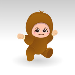 Vector Kiwi fruit kawaii cartoon character vector funny Kiwi fruit kawaii illustration